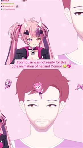 Ironmouse was not ready for this cute animation of her and Connor 😭💖