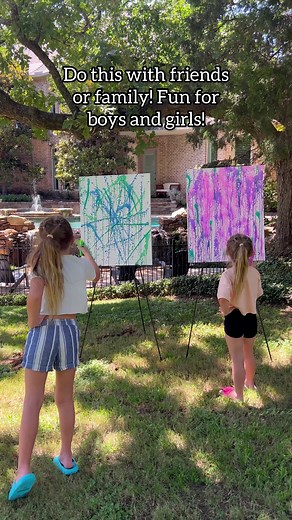Squirt Gun Canvas Art!🔫🎨 Do this with your kids before summers over! So fun to do, and they have a beautiful summer memory to display in their rooms! Here’s what we used: - easels - blank canvases - squirt guns - water color paints (All from Amazon, I can link them!) Just fill up the squirt guns with the paints and they can go to town creating their own masterpiece! #summerparty #summerideas #summerfun #familyfun #artsandcrafts