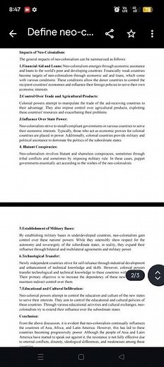 definition and features of neo colonialism