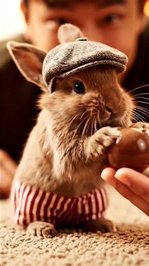 Little rabbit eating Chocolate #rabbit #cute #funny #cutebunny #viral #bunny #little #chocolate