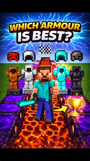 Which Armour is Best in Minecraft 🤯 Netherite vs Diamond vs Iron #shorts