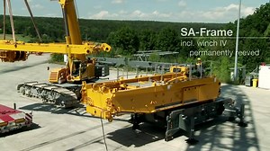 LR 1500 crawler crane: Max. load capacity: 500 [t] at radius: 11 [m] Max. hoist height: 164 [m] Max. radius: 144 [m] Engine power: 350 [kW] Total ballast: 490 [t] By: #Liebherr © | Liebherr Crane Fans