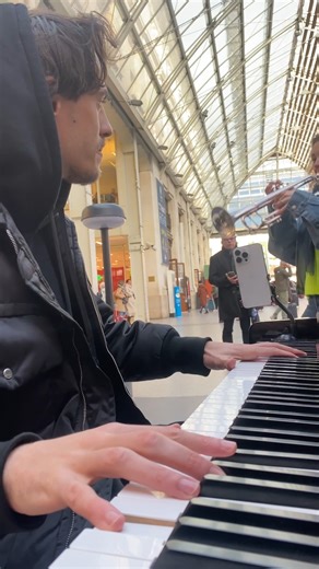 She SHOCKED the whole train station with her trumpet🤯 I was playing in a train station when suddenly this girl approached to request a song but she didn't expect for this incredible musician to join in ! 🤩 Turns out it was the most famous trumpet player in the world : Lucienne Renaudin Vary Did you enjoy the performance? #piano #publicpiano #trumpet #musicians #publicreaction #music | Aurelien Froissart