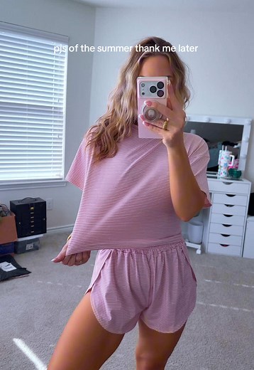 These are the kinda pajamas that’ll get you another baby and a backyard trampoline🤣 #pajamas #splitlegpajamas #pajamashorts #pjs #tiktokshopcreatorpicks
