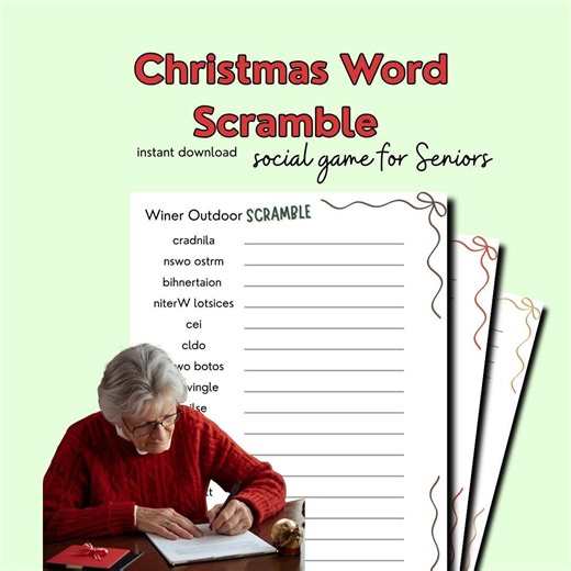 Word Scramble for Seniors, Christmas Printable Games for Older Adults, Winter Word Riddle,holiday Word Game, Brain Game,christmas Game - Etsy