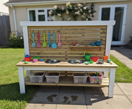 Kids Mud Kitchen Woodworking Plan – Printable DIY Outdoor Play Station - Etsy