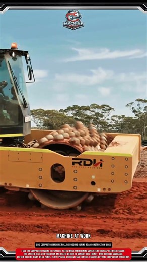 Soil compactor machine rolling 5000 m2 During road construction work