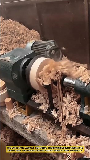 Wood Lathe Machine Action Transforms Wood Blocks in an Instant #workprocess
