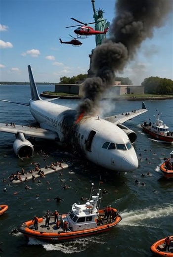 “Emergency Plane Crash Near the Statue of Liberty!”🗽✈️