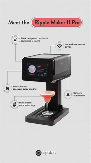 If you haven’t already met the Ripple Maker II Pro, let us introduce you. The Ripple Maker II Pro offers automatic sensors that recognize cup size and placement. With the addition of the dual pod holder you get to print two-color and spectrum color prints making your designs extra cool! | Ripples | Facebook