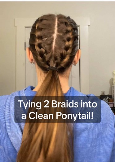 How to Create a Clean Ponytail with 2 Braids