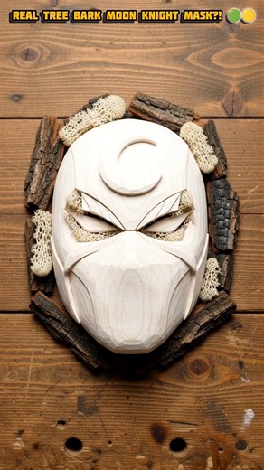 I Turned Tree Bark Into A REAL Moon Knight Mask! ⚪️🌙 #shorts #moonknight #marvel #asmr