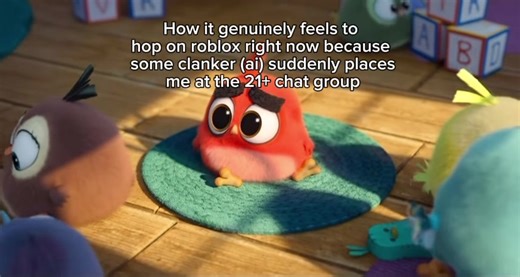 LIKE BRO IM 17 AND THEY PUT ME AT THE 21 YEAR OLD GROUP LIKE I CANNOT TALK TO MY FRIENDS NOW GG, AND ITS SO HARD TO FIND PEOPLE WHO PLAY ROBLOX AT 20? THAT IS NON EXISTENT 😇😇😇😇 #roblox #robloxupdate #robloxchat #giftok #robloxfyp