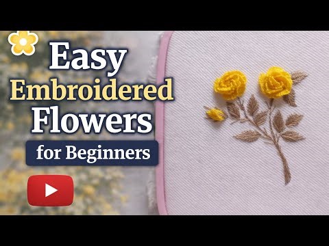cast on rose embroidery design | easy handembroidery flower stitch tutorial for beginners