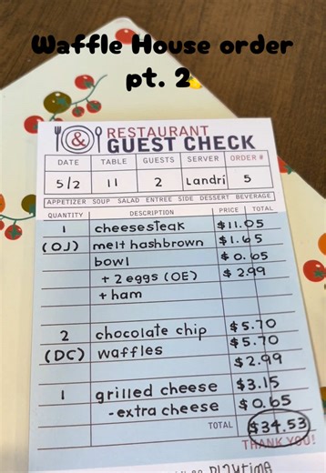 Waffle House Order: Pt. 2 | Handwriting & Writing