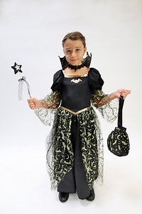 Déguisement vampire fille noir et or avec cape détachable, sac et accessoires. Costume Halloween enfant 5-8 ans - Etsy France