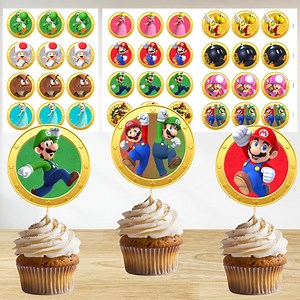 Super Mario Cupcake Toppers Birthday Party Decor Mr1 - Etsy