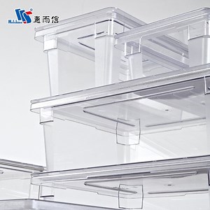 [Hot Item] Wholesale Clear Professional PC Plastic Rectangle Shape Storage Box with Lid Refrigerator Containers