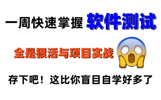 7天零基础到精通软件测试，2024最新项目实战教程，你要的都在这，少走99%的弯路。。。