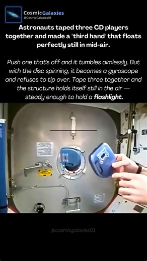 Astronauts Taped Three CD Players Together in Space and Made a "Third Hand" That Floats on Its Own