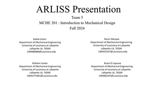 Team 5 Arliss Pesentation