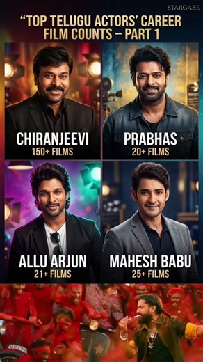 Top Tollywood Actors & Their Total Movies! 🤯🎬 | Part 1 #shorts #tollywood