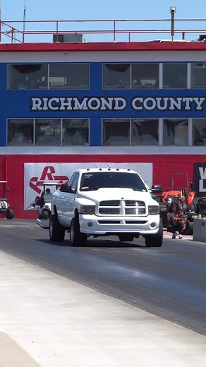 Powerful White Cummins Drag Truck Racing at Rockingham Dragway