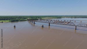 Chain of Rocks Bridge on Route 66 going across the Mississippi River between Illinois and Missouri close to St Louis, Mo.