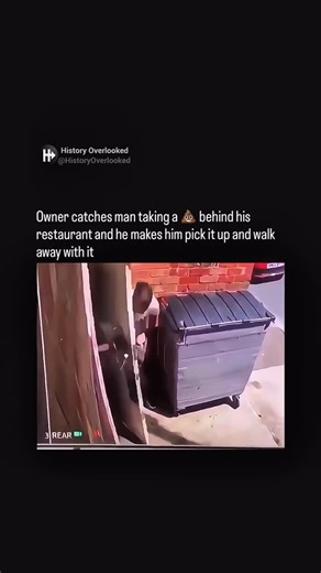 History Overlooked on Instagram: "This clip is one of those moments that sounds unreal until you actually see it play out. Customers inside a restaurant alert the owner that something strange is happening out back, saying there’s a random man behind the building acting suspiciously. The owner doesn’t hesitate and rushes straight to the rear door to find out what’s going on for himself, clearly annoyed and expecting some kind of confrontation. When he swings the door open, the situation turns out