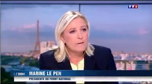 Marine Le Pen était vendredi l'invitée du 20h de TF1, présenté par Claire Chazal. Elle a exposé son analyse sur la submersion migratoire, le chômage et les 35h. | Marine Le Pen