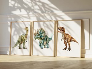Set of 12 Dinosaur Prints, Watercolor Dinosaur Wall Art, Printable Kids Decor, Baby Boy Nursery, T-rex Print, Velociraptor, Digital Download - Etsy