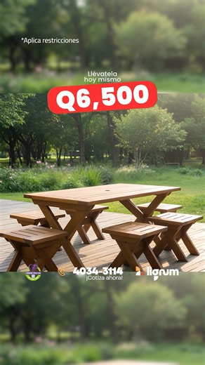 Dale vida a tus exteriores con nuestra nueva mesa con sombrilla ⛱️ Ideal para tu jardín, terraza o parque 🍃 - Espacio para 6 personas - Hecha de madera tratada - Espacio para sombrilla 🚚 Envíos a domicilio | 💳 Facilidades de pago ¡Cotiza ahora! 📲 4034-3114 #parati #sombrilla #mesas #sombrillas #madera #jardin #fypシ゚viralシ #terraza #lignumgt | Lignum, S.A.