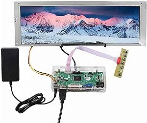 VSDISPLAY 14.9" 1280x390 LCD Screen LTA149B780F with DVI VGA Audio Controller Board 68676 with Acrylic Case,and Power Adapter,for DIY Cabinet/Car Gauge Cluster Digital Marquee Monitor