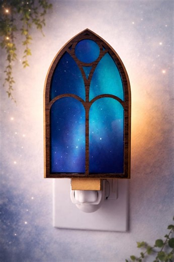Led Night Light, Northern Lights Cathedra, Aurora-inspired Stained Glass Decor, Cozy Bedroom Lighting - Etsy