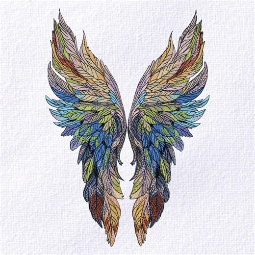 Colorful Angel Wings Embroidery Design Leaf Wings Machine Embroidery Pattern Colorful Feather Wings Embroidery File Digital Download - Etsy