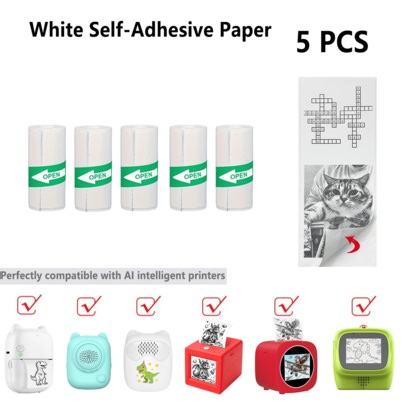 Mini Pocket-Sized Self-Adhesive Thermal Paper, 57X25Mm, Suitable For Color Printing Of Text And Images, Ideal For Small Devices And Compact Printers, Portable Printing Paper, Compact Paper Rolls, Durable Adhesive Label Paper | SHEIN