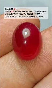 bisa COD💥AX882💥Ruby merah Pigeonblood madagascar ,harga RP 1,180 Ribu Wa 085792493877,dim 14,6x11,4