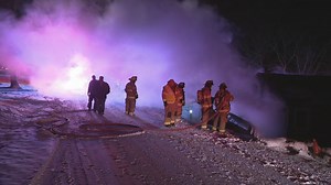 VIDEO: Truck crashes into gas line, sets LaPorte Co. home on fire