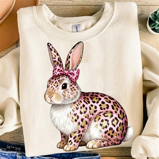 Pink Cheetah Easter Bunny PNG | Lovely Leopard Bunny Clipart | Easter Bow Rabbit PNG | Spring Sublimation Design | Trendy Easter Day Png - Etsy