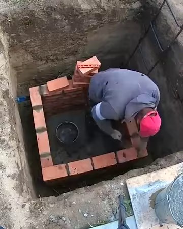 Underground Pipeline Brick Well Build | DIY & Crafts