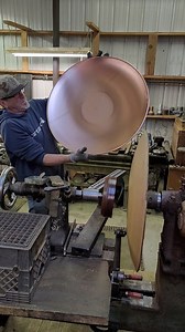 30" diameter 19ga copper birdbaths being spun up. One long pass and roll the edge. A few more shapes to come that go along with these. #metalspinning #metalspinner #metalforming #metalart #metalartist #copper #copperspinning #copperforming #copperart #copperwork #copperbirdbath #birdbath #birdbaths | Northwest Metal Spinning