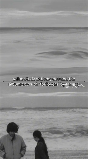 greyscale/value study using lamps album cover ‘for lovers’ and my ocs :) 🖤🖤