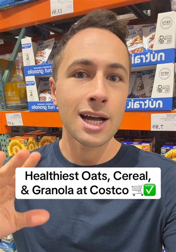 Here are the healthiest oats, cereal, and granola at Costco 🛒✅ Not all options in these aisles are created equal… some are loaded with added sugars, seed oils, and unnecessary ingredients 🚨 Here are my go-to picks 👇 Oats: @One Degree Organic Foods Cereal: @Seven Sundays Cereal Granola: @Purely Elizabeth (best overall) @NuTrail (great for low-carb/keto) These are made with simpler ingredients, taste delicious, and are options I actually feel good recommending 👍