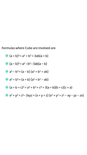 basic cube formulas
