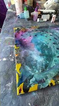 Creative process with alcohol inks on ceramic tile #alcoholinkpainting