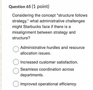 Considering the concept "structure follows strategy," what admi... | Filo