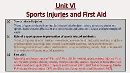 Unit 6 Sports Injuries and First Aid - Physical Education - Free PDF Download 2026