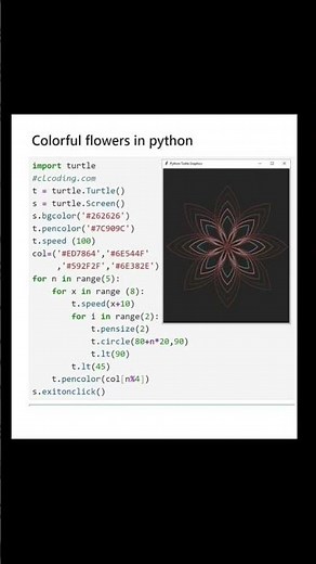 🔥 Create Stunning Flower Design in Python 🐍 | Turtle Graphics Magic 🌸 #programming