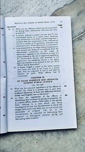 The indian penal code all chapters questions.