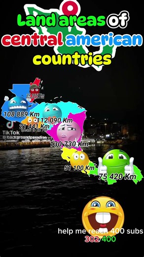 Land areas of central american countries #map #mapping